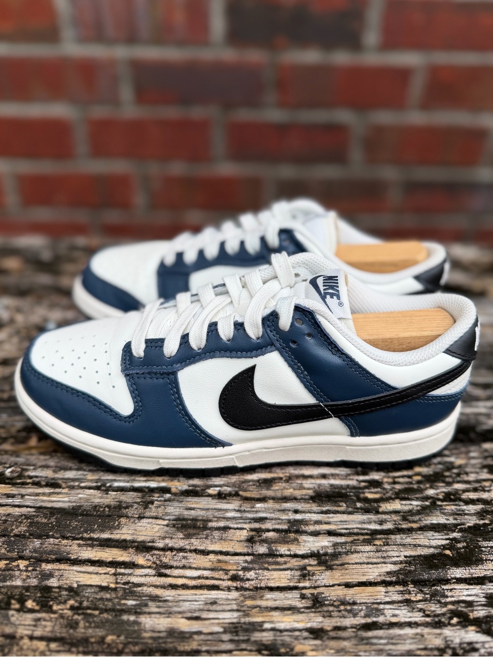 Nike Dunk Low 'Armory Navy Blue Black Sail' Women’s Sz 7 Leather Sneakers X3 - Picture 13 of 15
